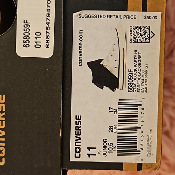 Converse Block Party Ruffle Hi Top for Little Girls. Sizes 11. - Picture 8 of 8